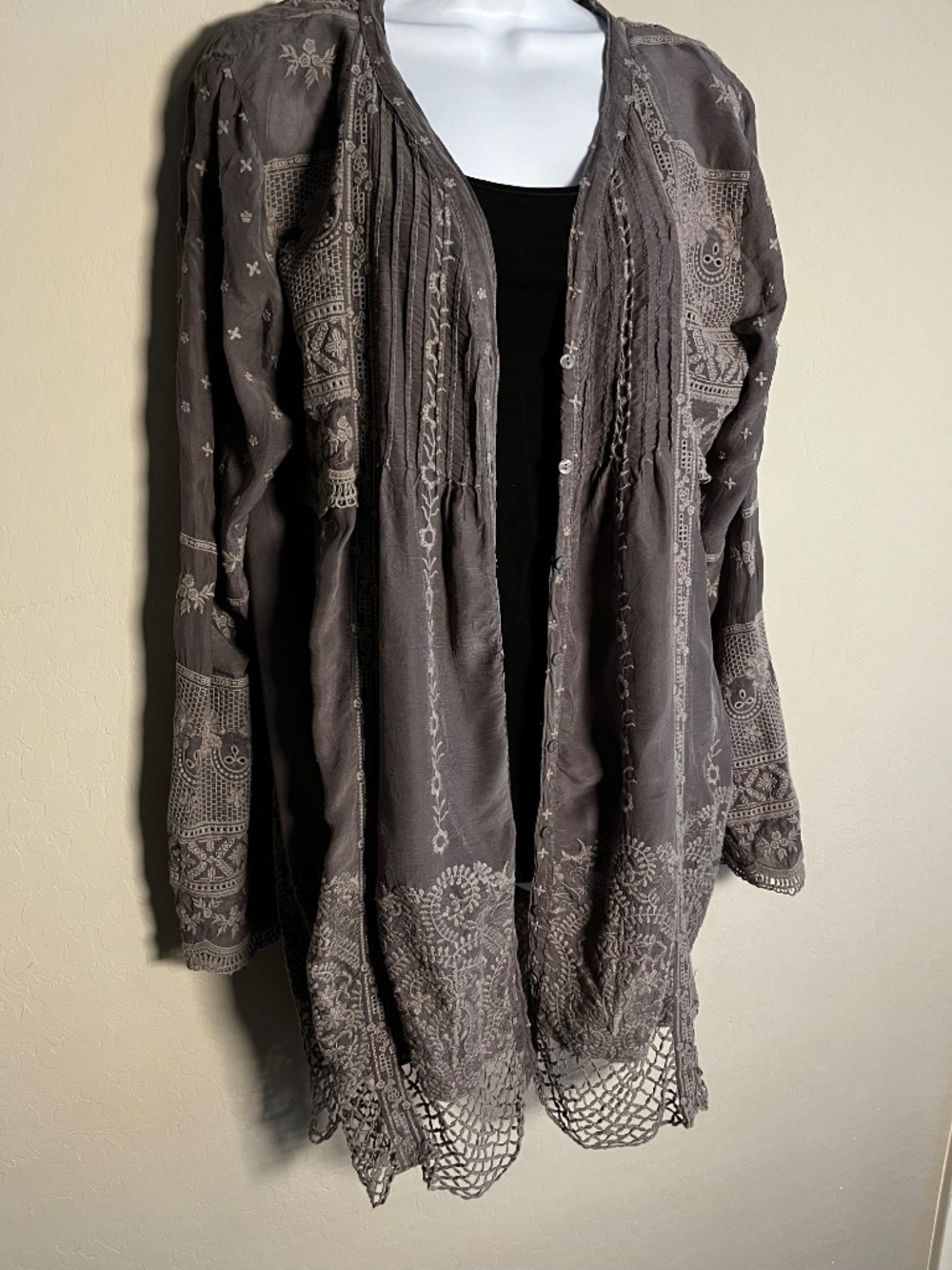 Johnny Was Gray Cupra Rayon Tunic/Jacket Button Down Size Small